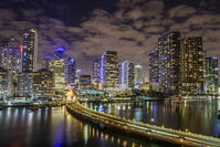 USA, Florida, Miami downtown business district from Brickell Key. [AWL110002528]
