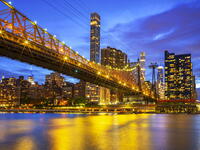 Manhattan Skyline and Queensboro Bridge at Twilight  New York City, USA [AWL110002533]