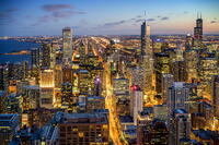 Skyline of Downtown Chicago with views to Willis Tower  and Trump Tower, Chicago, Illinois, Midwest, USA [AWL110002539]