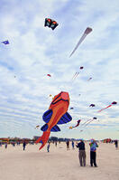 USA, Florida, Treasure Island Beach, Gulf Of Mexico, International Kite Festival, 90 Foot Shark Kite [AWL110002561]