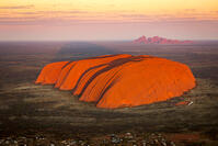 Uluru and Kata Tjuta at sunrise, Aerial view. Northern Territory, Australia [AWL110002563]