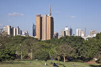Kenya, Nairobi. Nairobi City skyline from Uhuru Park. [AWL110002578]