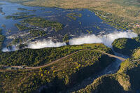 Zimbabwe, Victoria Falls. An aerial view from above the Falls. [AWL110002590]