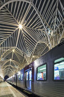 Contemporary modern modern steel and glass railway platform canopy of the Oriente Railway station, [AWL110002595]