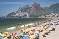Ipanema Beach and Dois Irmaos (Two Brothers) mountain, Rio de Janeiro, Brazil, South America [AWL110002597]