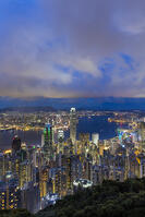 City skyline and Victoria Harbour viewed from Victoria Peak, Hong Kong, China [AWL110002634]