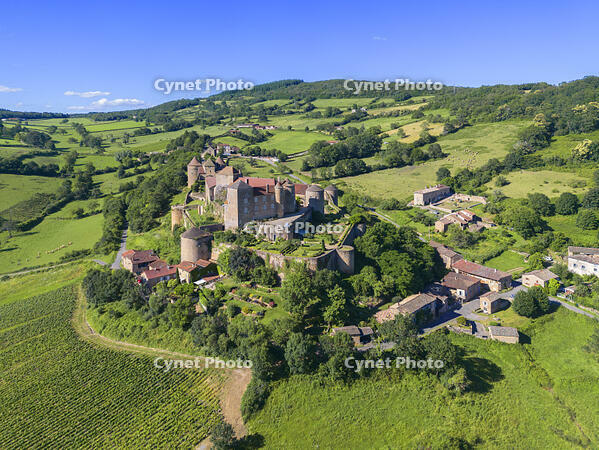 Aerial view at Forteresse de Berze-le-Chatel near Cluny,  Maconnais, Saone-et-Loire, Bourgogne-Franche-Comte,  Burgundy, France [AWL110001376]