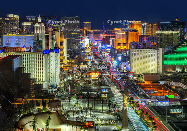 Las Vegas Strip View, Skyline, illuminated Las Vegas, Nevada, USA [AWL110001563]