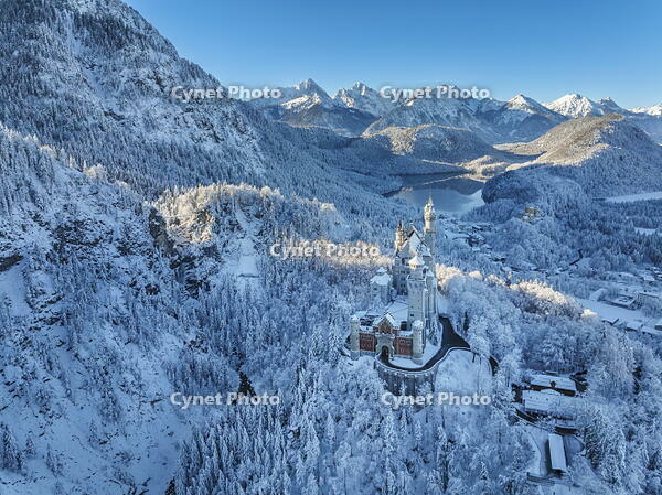 Neuschwanstein castle, Schwangau, Fussen, Swabia, Bavarian Alps, Bavaria, Germany [AWL110001674]