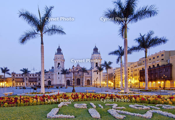 Peru, Lima, Cathedral Of Lima, 16th Century, Plaza Mayor, Plaza de Armas, UNESCO World Heritage Site [AWL110001706]