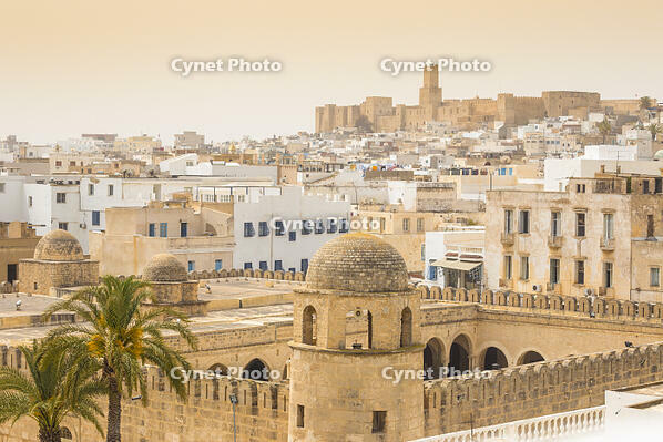 Tunisia, Sousse, View of  Great Mosque across madina towards archaeological museum [AWL110001739]