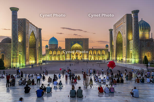 Scenic sunset view over Registan, Samarkand, Uzbekistan [AWL110001748]