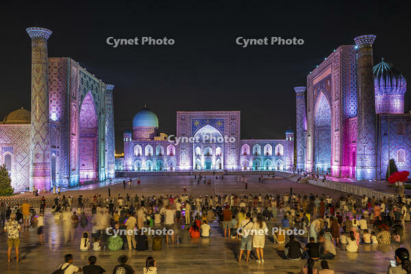 Scenic night view of Registan, Samarkand, Uzbekistan [AWL110001750]