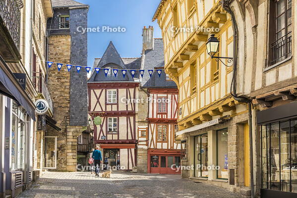 Historic Hachwerk houses in the old town of Vannes, Morbihan, Brittany, France [AWL110001916]