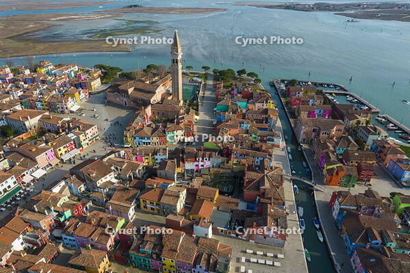 Aerial view of Burano, Venice, Veneto, Italy, Europe. [AWL110001944]