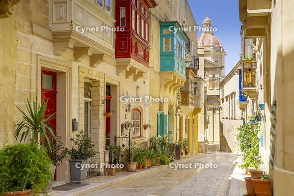 Typical Street View of picturesque  Vittoriosa (Birgu), Valletta, Malta [AWL110002029]