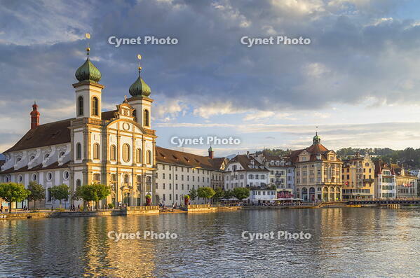 Franz Xaver Jesuit Church and Reuss River, Lucerne, Switzerland, [AWL110002059]