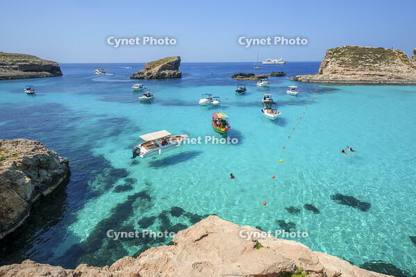 Blue Lagoon with Beaches and Cliffs on Comino Island, Malta [AWL110002097]