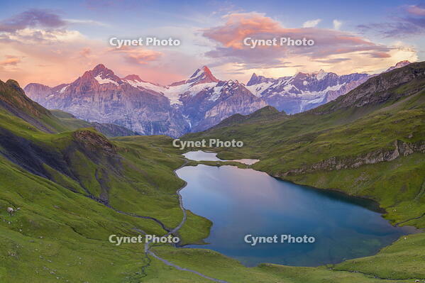 Sunset at lake Bachalpsee Grindelwald, Bernese Oberland, Switzerland [AWL110002176]
