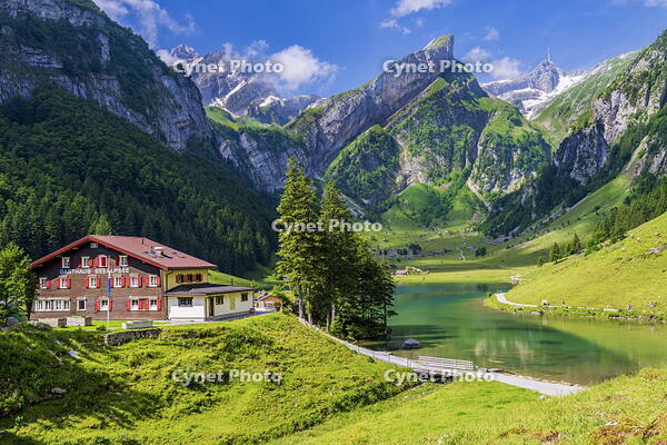 Lake Seealpsee, Alpstein, Schwende, Canton of Appenzell Innerrhoden, Switzerland [AWL110002192]