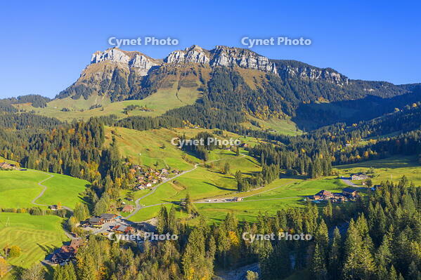 Aerial view on Hohgant with Eriz, Emmental, Berner Oberland, Switzerland [AWL110002213]