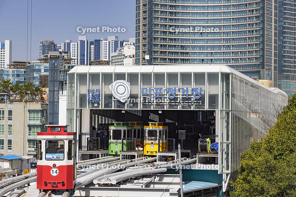Cars of Haeundae Blueline Park at Mipo Station, Busan, South Korea [AWL110002251]