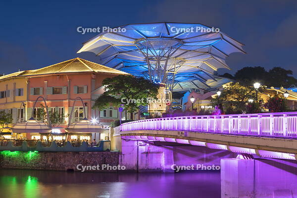 Clarke Quay and Singapore River at dusk, Singapore [AWL110002487]