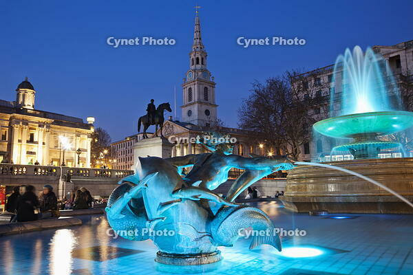 England, London, Trafalgar Square, Fountain [AWL110002517]