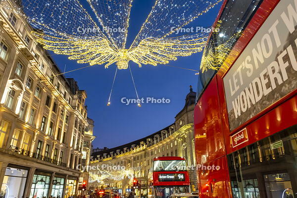 Christmas decorations, Regents Street, London, England, UK [AWL110002522]