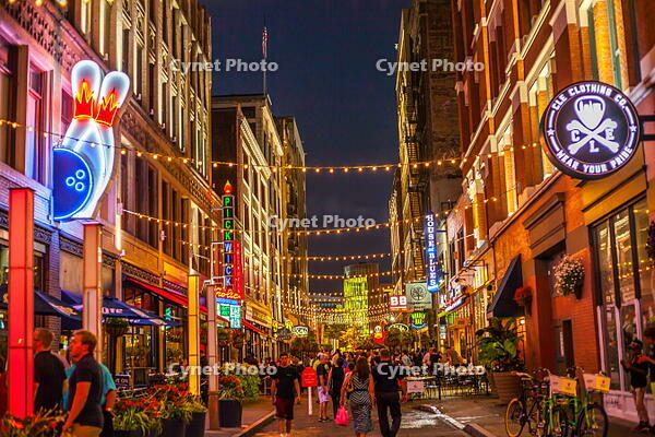 East 4th Street Restaurants at night, Cleveland, Ohio, USA [AWL110002526]