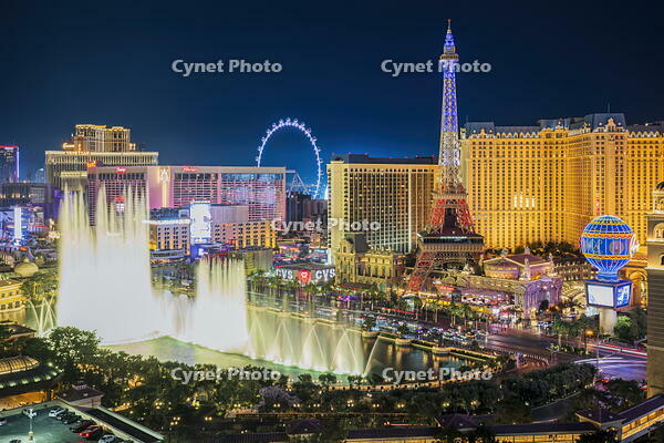 Aerial view of the Strip and city skyline, Las Vegas, Nevada, USA [AWL110002549]