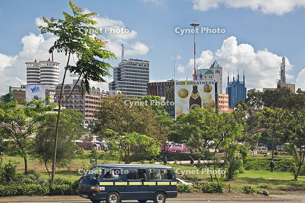 Kenya, Nairobi. Nairobi city skyline from Murang???a Road. [AWL110002567]