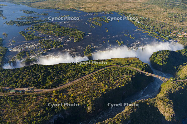 Zimbabwe, Victoria Falls. An aerial view from above the Falls. [AWL110002590]