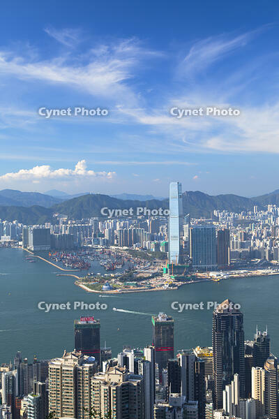International Commerce Centre (ICC) and Kowloon from Victoria Peak, Hong Kong Island, Hong Kong [AWL110002632]