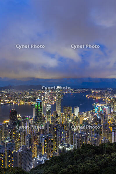City skyline and Victoria Harbour viewed from Victoria Peak, Hong Kong, China [AWL110002634]