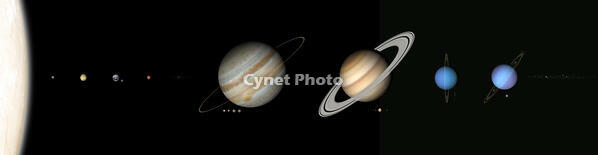 太陽系天体の大きさの比較　太陽系図 [ATL110005234]