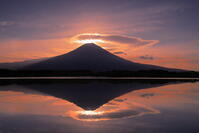 日の出前の富士山と田貫湖 [THI110054216]