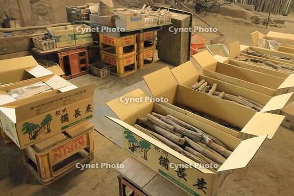 紀州備長炭の炭窯と紀州備長炭 [THI110053276]