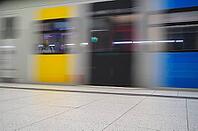 Underground entry S-Bahn, train, Class 420 Generation 2025, platform, stop, city centre station, public transport, movement effect, VVS, Stuttgart Transport Association, local transport, Stuttgart, Baden-Württemberg, Germany [IBR112672573]