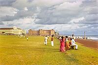 People enjoying leisure activities by the ocean, Galle Face Green, Colombo, Sri Lanka, South Asia, Indian subcontinent, South Asia, 1965 [IBR112672605]