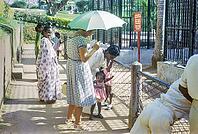 Baby shocked to see white Caucasian woman at zoo, Colombo, Sri Lanka, South Asia, Indian subcontinent, South Asia, 1965 [IBR112672607]
