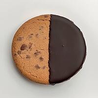 One round cookie with chocolate top view, AI generated [IBR123435175]