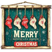 Illustration, Christmas wooden sign, AI generated [IBR123435177]