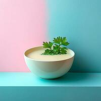 Cream soup with parsley, copy space, AI generated [IBR123435179]