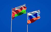 Beautiful national state flags of Oman and Russia together at the sky background. 3D artwork concept [IBR123569274]