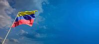 Beautiful national state flag of Venezuela with blank space. Venezuela flag on wide background with place for text 3D artwork [IBR123569288]