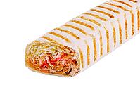 Food, Shawarma chicken roll in a pita with fresh vegetables [IBR123622457]