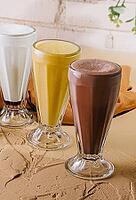 Food, Milkshake glasses featuring different flavors [IBR123622492]