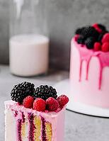Food, Fruit cake with fresh raspberry, blackberry and vanilla cream [IBR123622501]