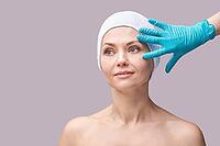 Young pretty woman studio portrait. Cosmetology concept. Esthetic woman face. Skin care dermatology beauty contour. Harmony girl. For cream, lotion banner [IBR123638368]